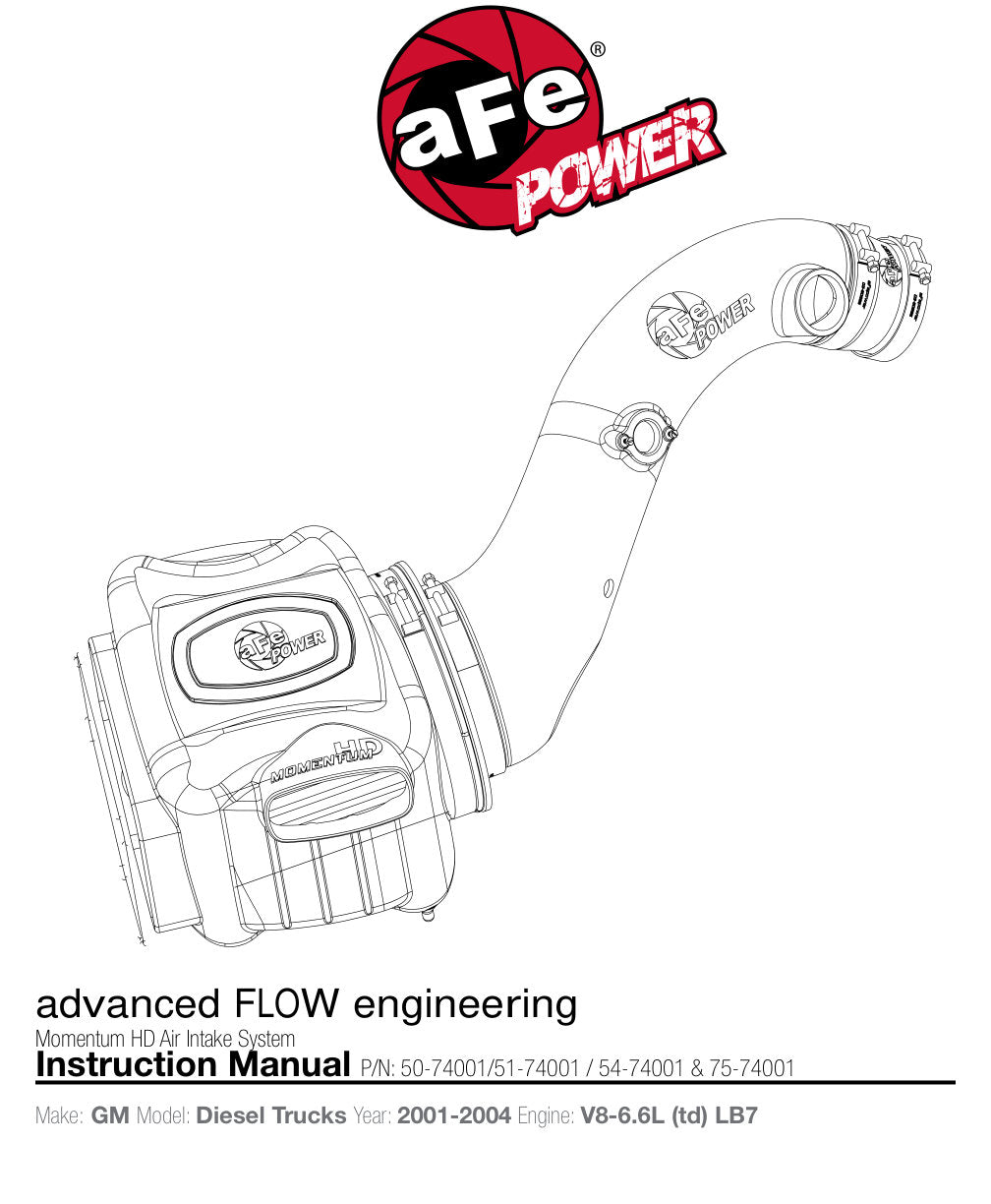 aFe Momentum HD PRO Dry S Stage-2 Si Intake GM V8-6.6L LB7 (01-04) (51-74001) | Silverado/Sierra