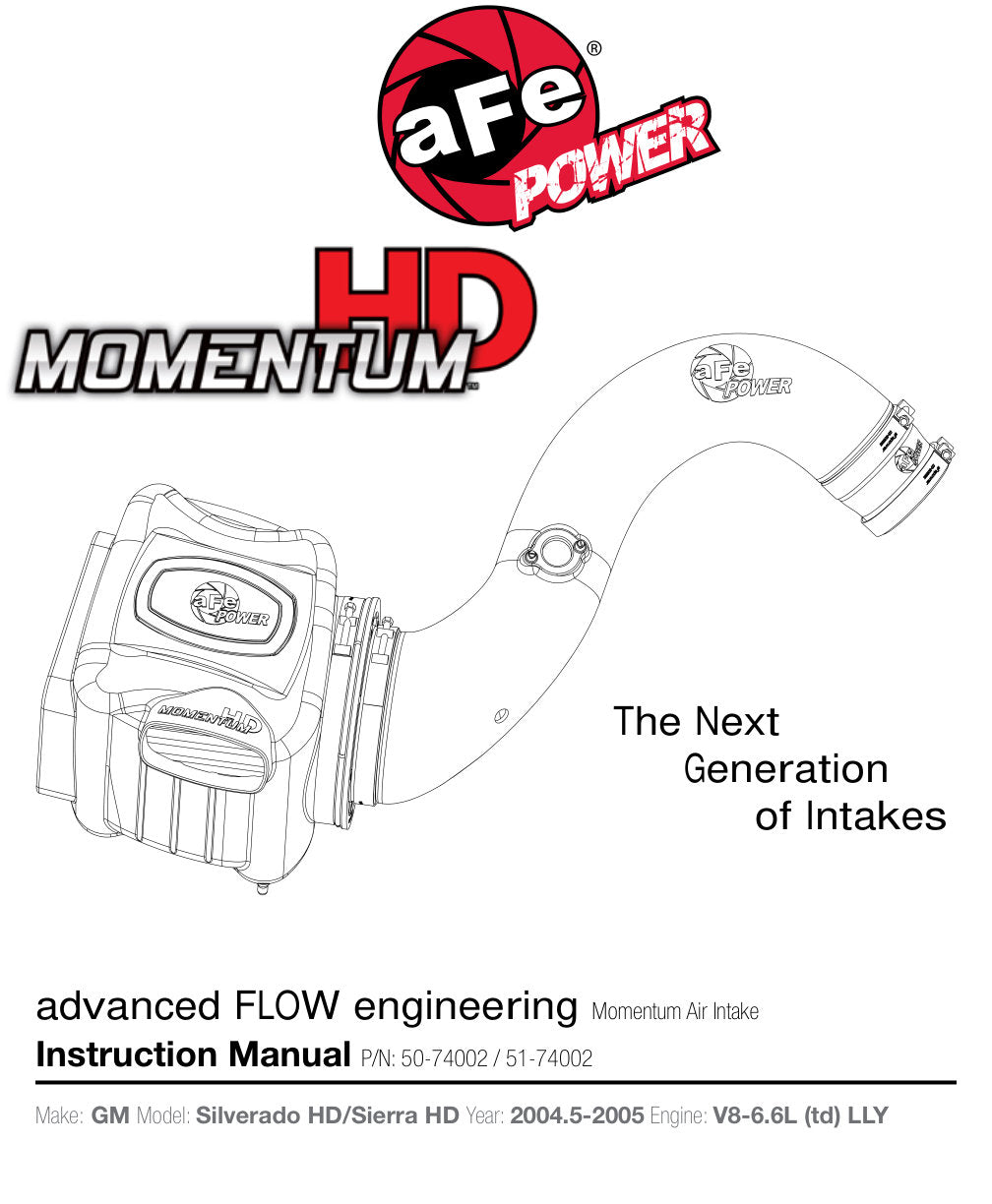 aFe Momentum HD Cold Air Intake | GM Diesel V8-6.6L LLY (04.5-05) (51-74002) (SPF74002-12K)