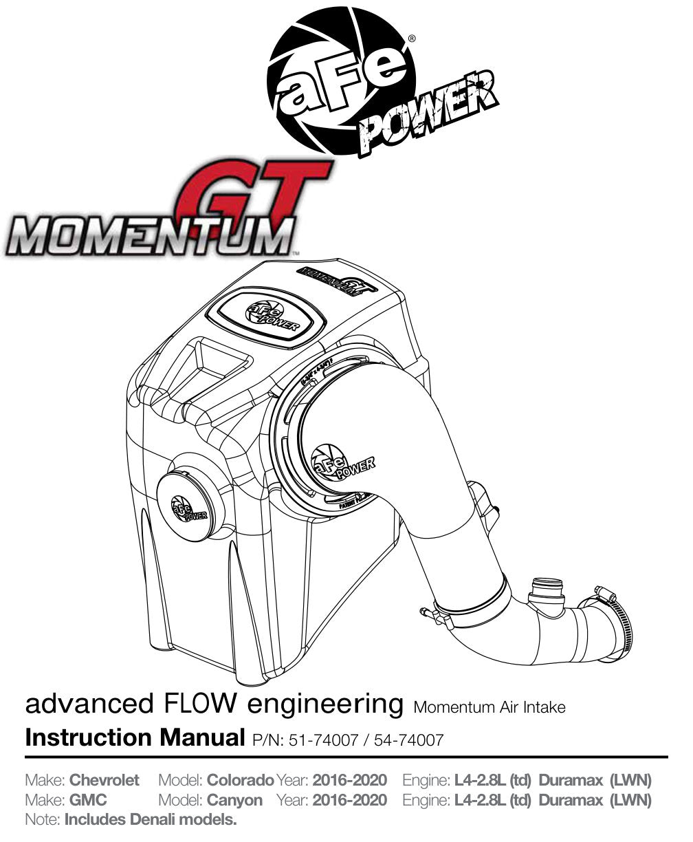 aFe Momentum GT D&S CAI | Colorado 2.8L L4 Duramax (16-21) (51-74007)