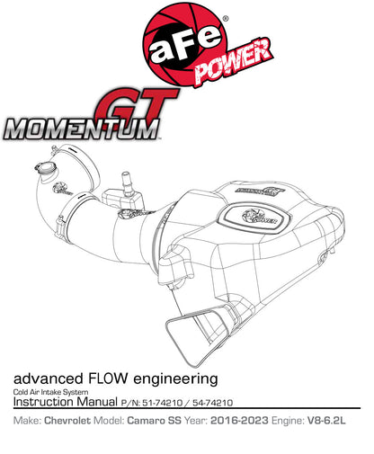 aFe Momentum GT Pro DRY S Intake 16-26 Camaro SS (51-74210)