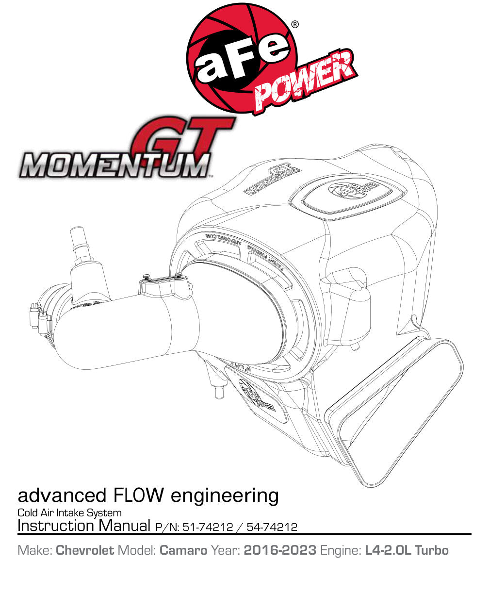 aFe Momentum GT Pro DRY S Intake | Chevrolet Camaro (16-26) (51-74212)