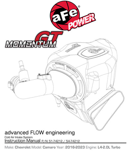 aFe Momentum GT Pro DRY S Intake | Chevrolet Camaro (16-26) (51-74212)