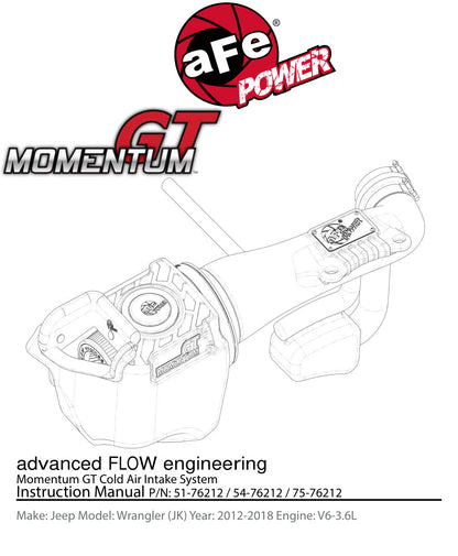 aFe Momentum GT Pro DRY S Cold Air Intake System | Jeep Wrangler JK V6 3.6L (12-18) (51-76212)