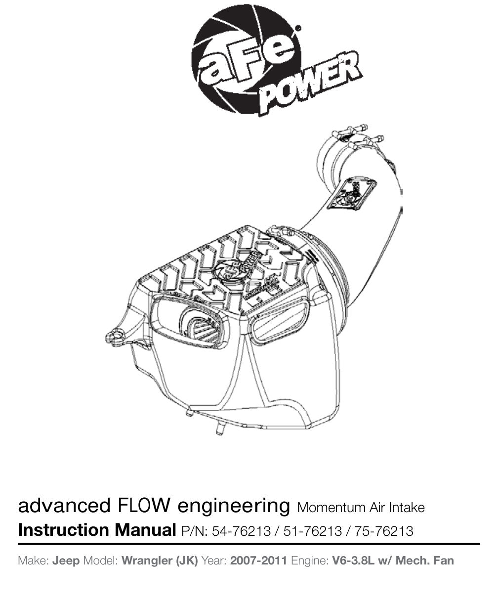 aFe Momentum GT Stage 2 Dry S Intake Jeep V6 3.8L (07-11) (51-76213) | JK