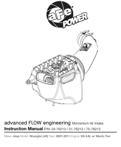 aFe Momentum GT Stage 2 Dry S Intake Jeep V6 3.8L (07-11) (51-76213) | JK
