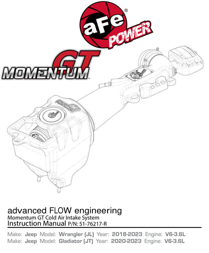 aFe Momentum GT Pro DRY S Cold Air Intake System | Jeep Wrangler (18+)
