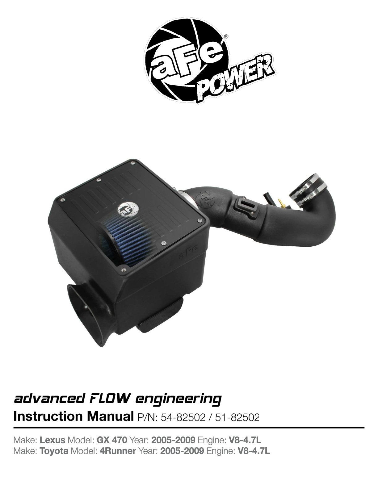 aFe MagnumFORCE Stage-2 Si Pro DRY S Intake | Lexus GX 470/Toyota 4Runner V8 4.7L (05-09) (51-82502)