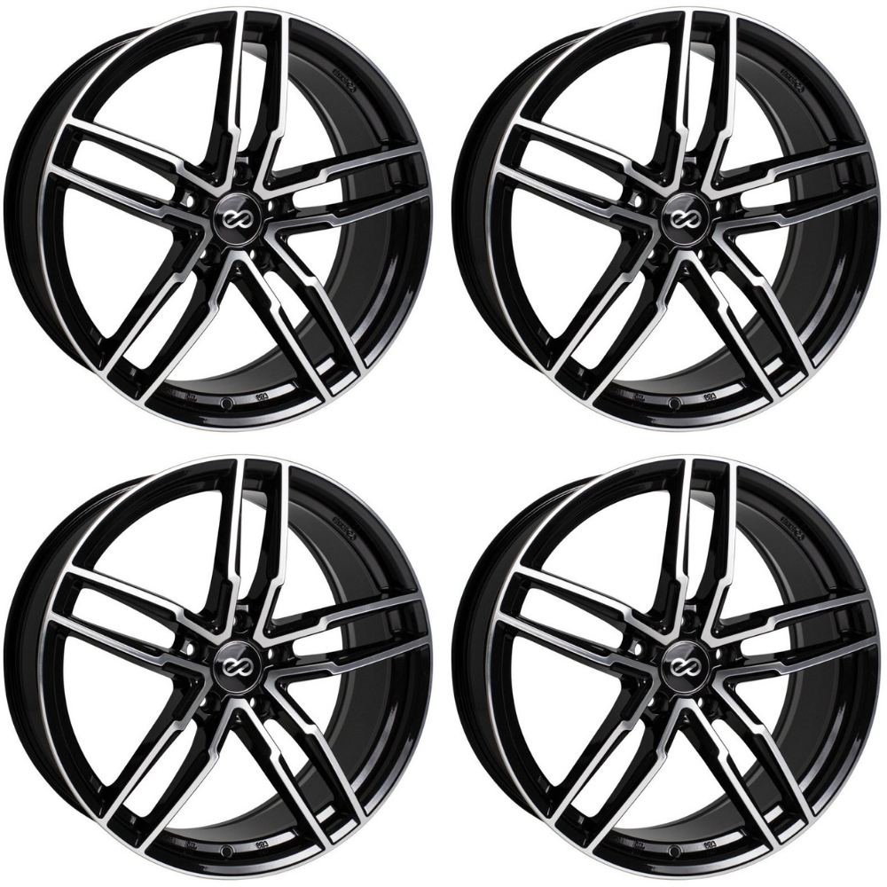 (set of 4) Enkei SS05 Black Machined | 17x7.5" +45mm | 5x100mm Wheel