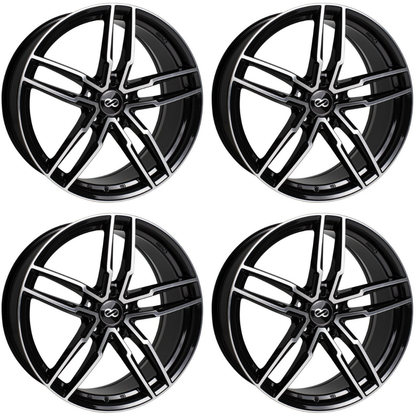 (set of 4) Enkei SS05 Black Machined | 17x7.5" +45mm | 5x100mm Wheel