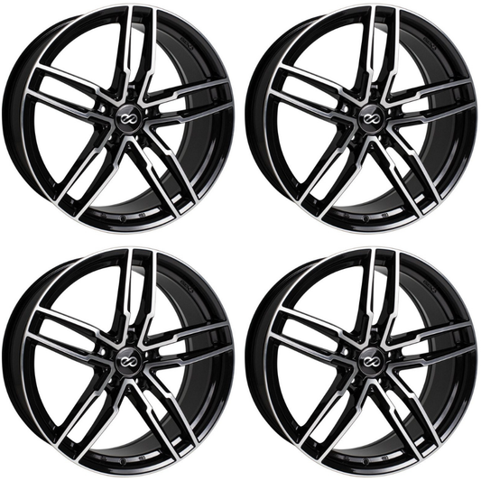 (set of 4) Enkei SS05 Black Machined | 17x7.5" +45mm | 5x100mm Wheel