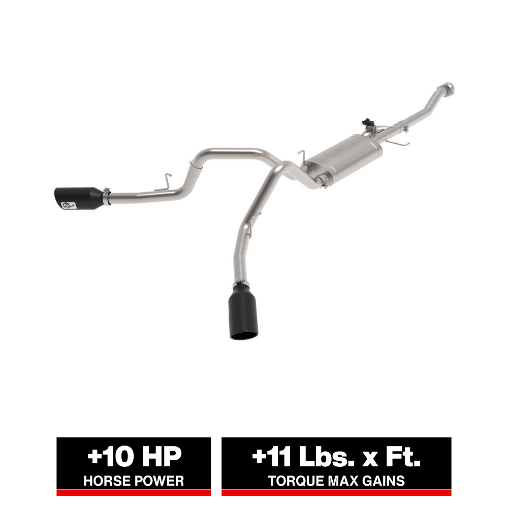 aFe Gemini XV 3in SS Cat-Back Exhaust w/ Cut-Out Black Tips | Ford F-150 (21-24) (49-33129-B)