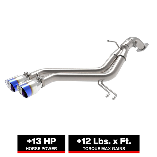 aFe Takeda 2-1/2in SS Axle-Back Exhaust w/ Blue Flame Tips | Veloster Turbo (13-17) (49-37019-L)