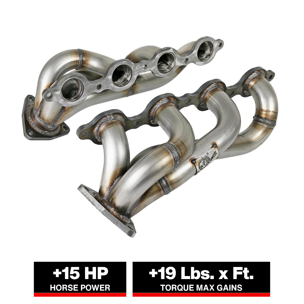 aFe Twisted Steel 1-3/4in 304SS Shorty Headers | GM Silverado/Sierra 1500 V8-5.3L/6.2L (19+) (48-34134)