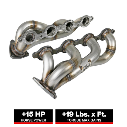 aFe Twisted Steel 1-3/4in 304SS Shorty Headers | GM Silverado/Sierra 1500 V8-5.3L/6.2L (19+) (48-34134)