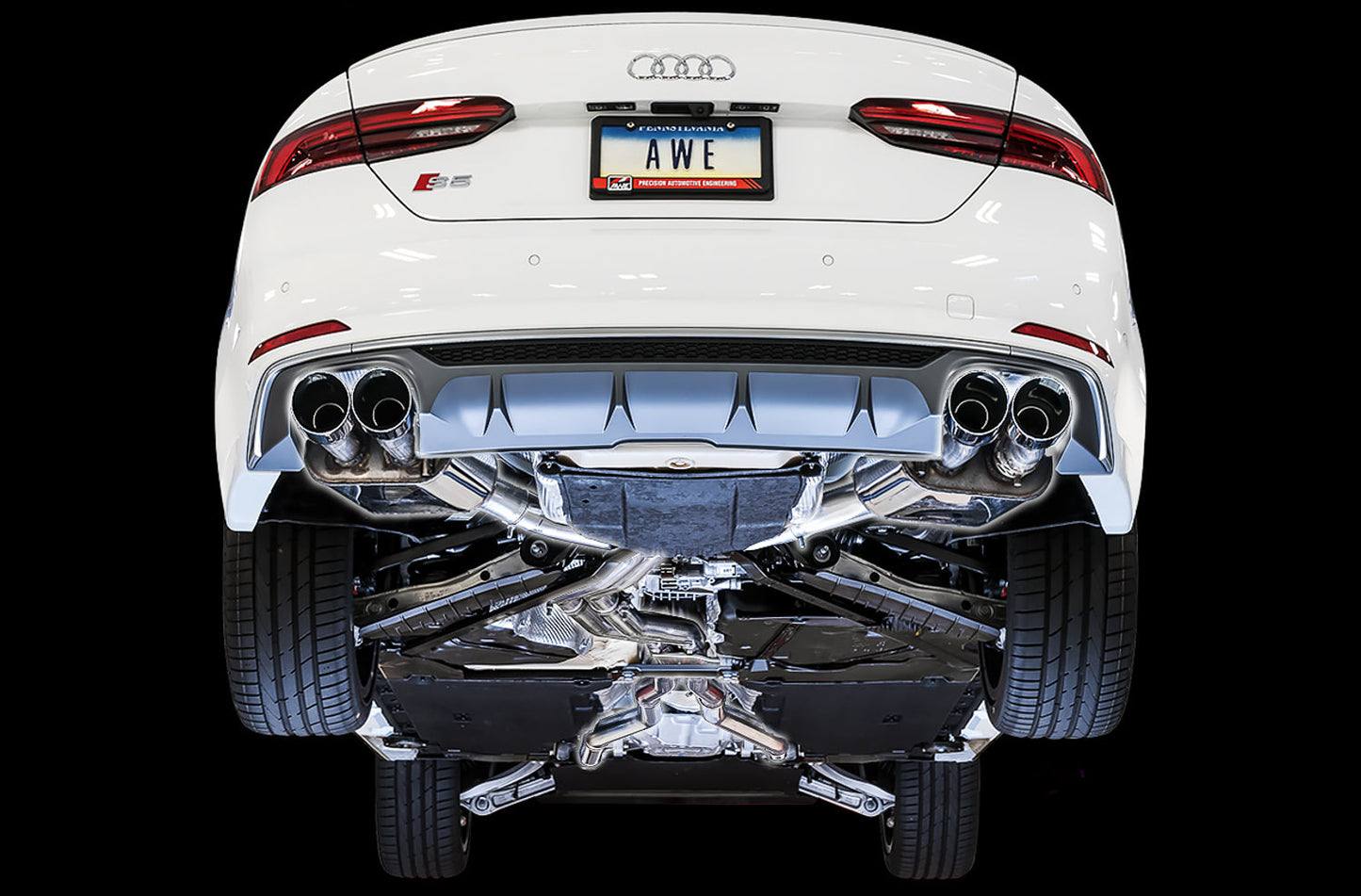 AWE Tuning AWE SwitchPath Exhaust for Audi B9 S5 Coupe - Chrome Silver 102mm Tips - 3025-42038