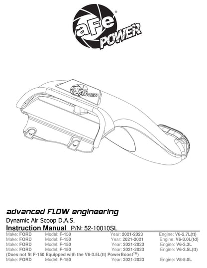 aFe D.A.S. Dynamic Air Scoop | Ford F-150 (21+) (52-10010SR)