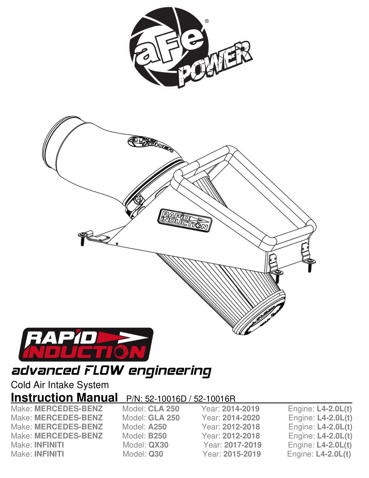 aFe Rapid Induction Pro 5R CAI Mercedes CLA/GLA 13-20 | (52-10016R)