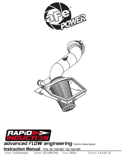 aFe Rapid Induction CAI w/ Pro 5R Filter | VW GTI MKVIII L4-2.0L (22-23) (52-10018R)