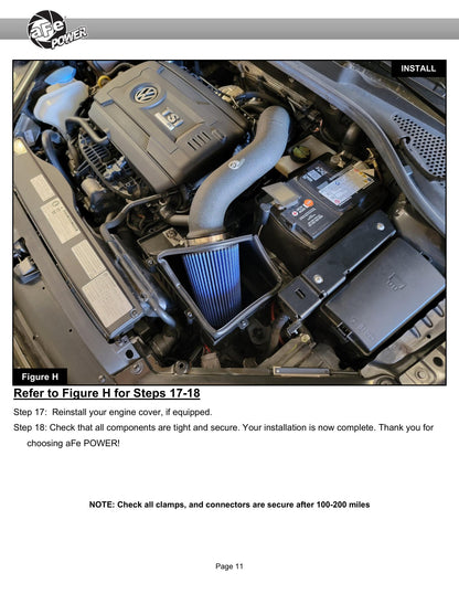 aFe 52-10020R Cold Air Intake System for 2015-20 Audi S3 / 15-21 GTI / 19-25 GLI