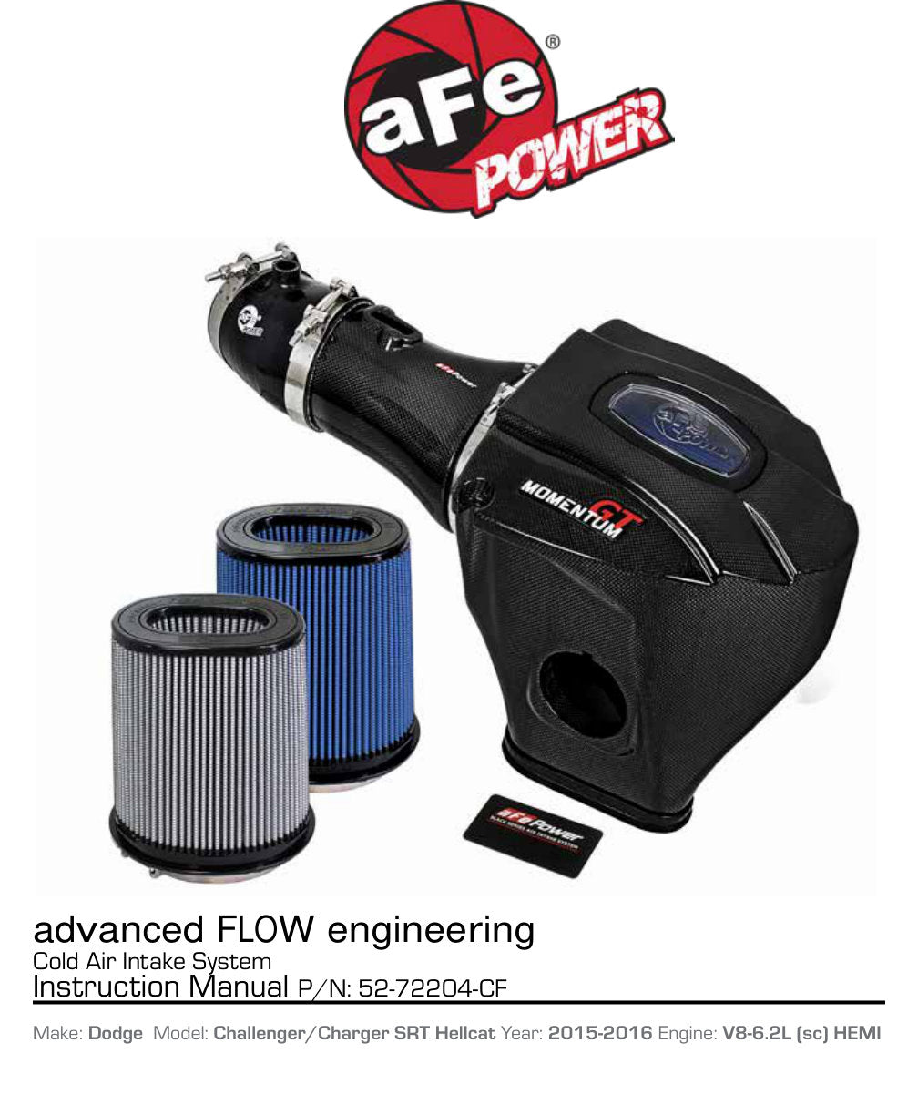 aFe Black Series Carbon Fiber Cold Air Intake | Dodge Challenger SRT Hellcat (15-16) (52-72204-CF)