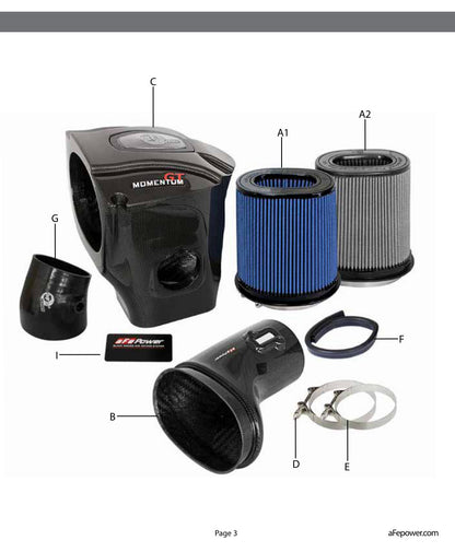 aFe Black Series Carbon Fiber Cold Air Intake | Dodge Challenger SRT Hellcat (15-16) (52-72204-CF)
