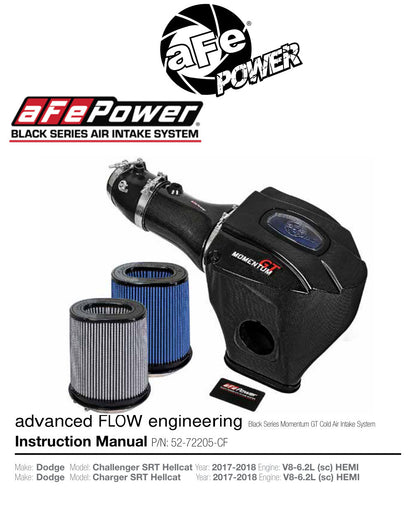 aFe Momentum GT Black Series Carbon Fiber CAI | Dodge Challenger/Charger SRT Hellcat V8 6.2L (17+) (52-72205-CF)