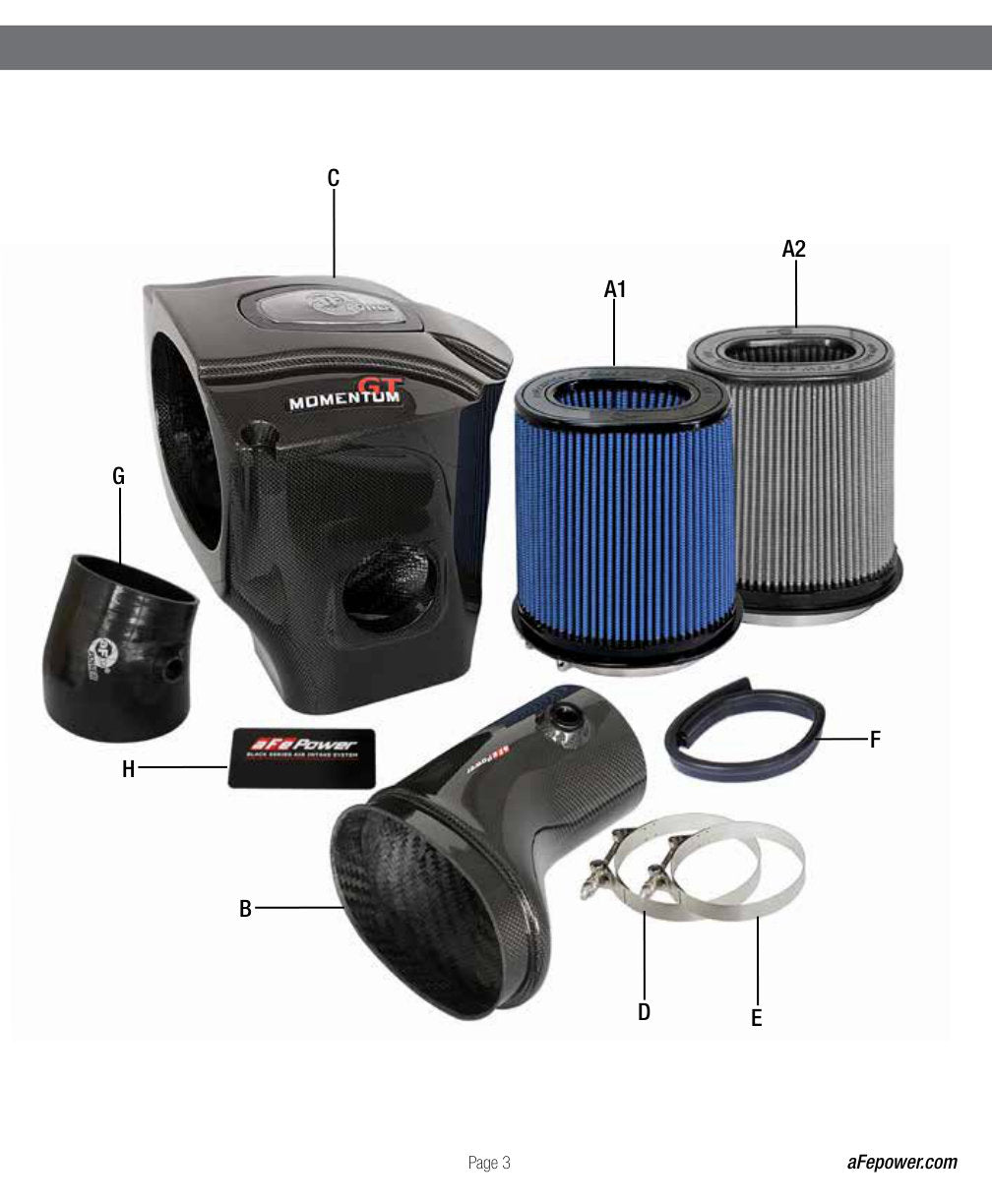 aFe Momentum GT Black Series Carbon Fiber CAI | Dodge Challenger/Charger SRT Hellcat V8 6.2L (17+) (52-72205-CF)