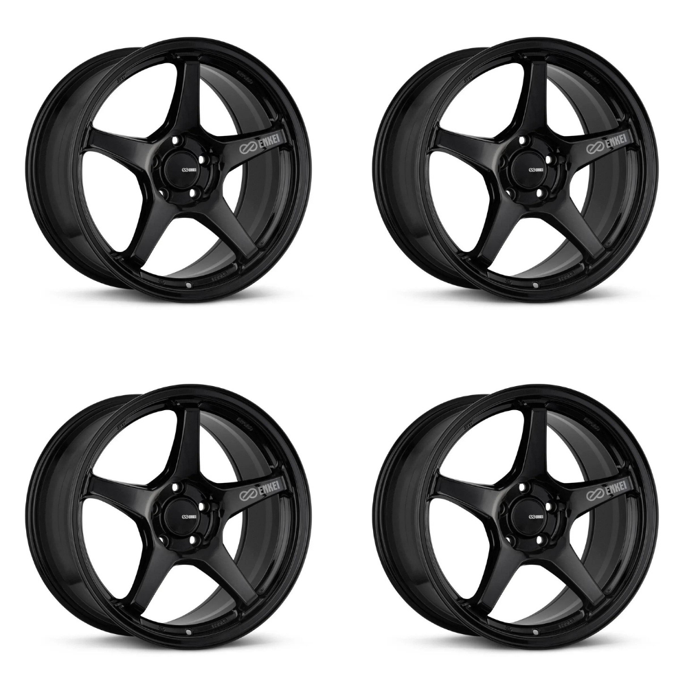 (set of 4) Enkei TS-5 Gloss Black | 17x9" +45mm | 5x100mm Wheels