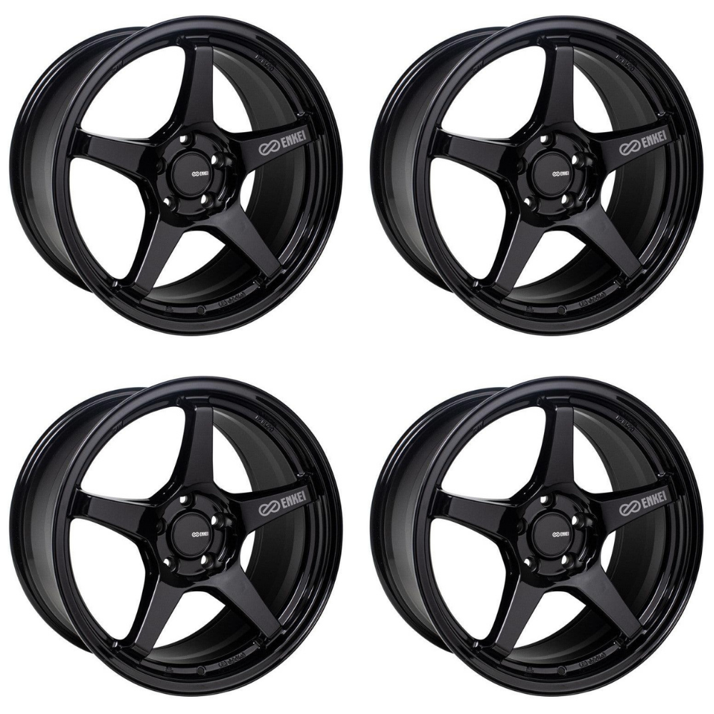 (set of 4) Enkei TS-5 Gloss Black | 18x8.5" +40mm | 5x108mm Wheel