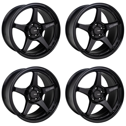 (set of 4) Enkei TS-5 Gloss Black | 18x8.5" +40mm | 5x108mm Wheel