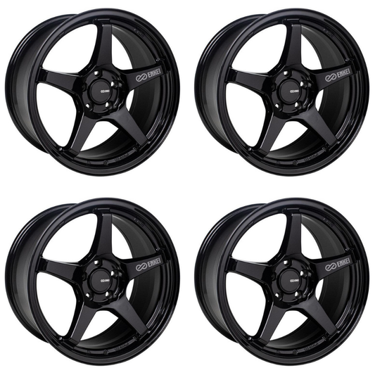 (set of 4) Enkei TS-5 Gloss Black | 18x8.5" +40mm | 5x108mm Wheel