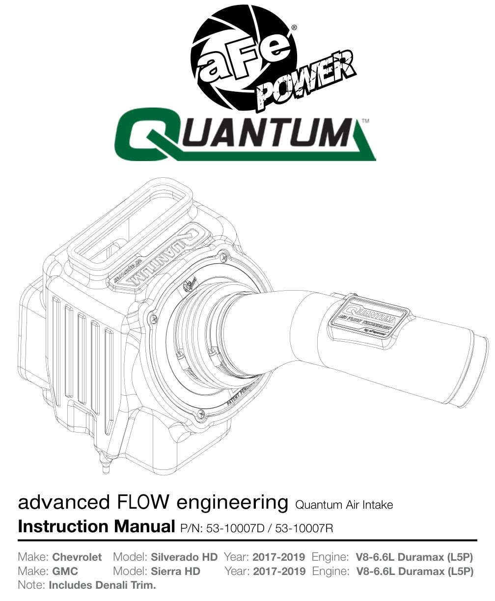 aFe Quantum Pro 5R Cold Air Intake System | GM/Chevy Duramax V6-6.6L L5P (53-10007R)