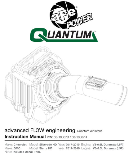aFe Quantum Pro 5R Cold Air Intake System | GM/Chevy Duramax V6-6.6L L5P (53-10007R)