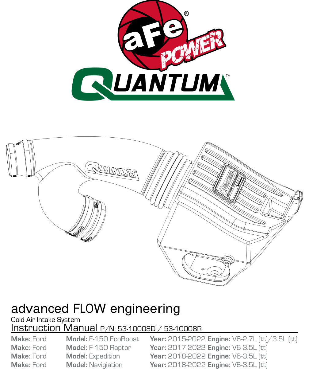 aFe Quantum Pro DRY S Cold Air Intake | Ford F150 EcoBoost V6 3.5L/2.7L (15-18) (53-10008D)