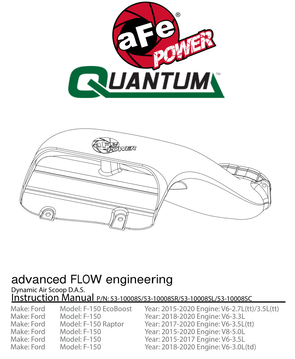 aFe Quantum Cold Air Intake Scoop | Ford F150 EcoBoost V6 3.5L/2.7L (15-18) (53-10008S)