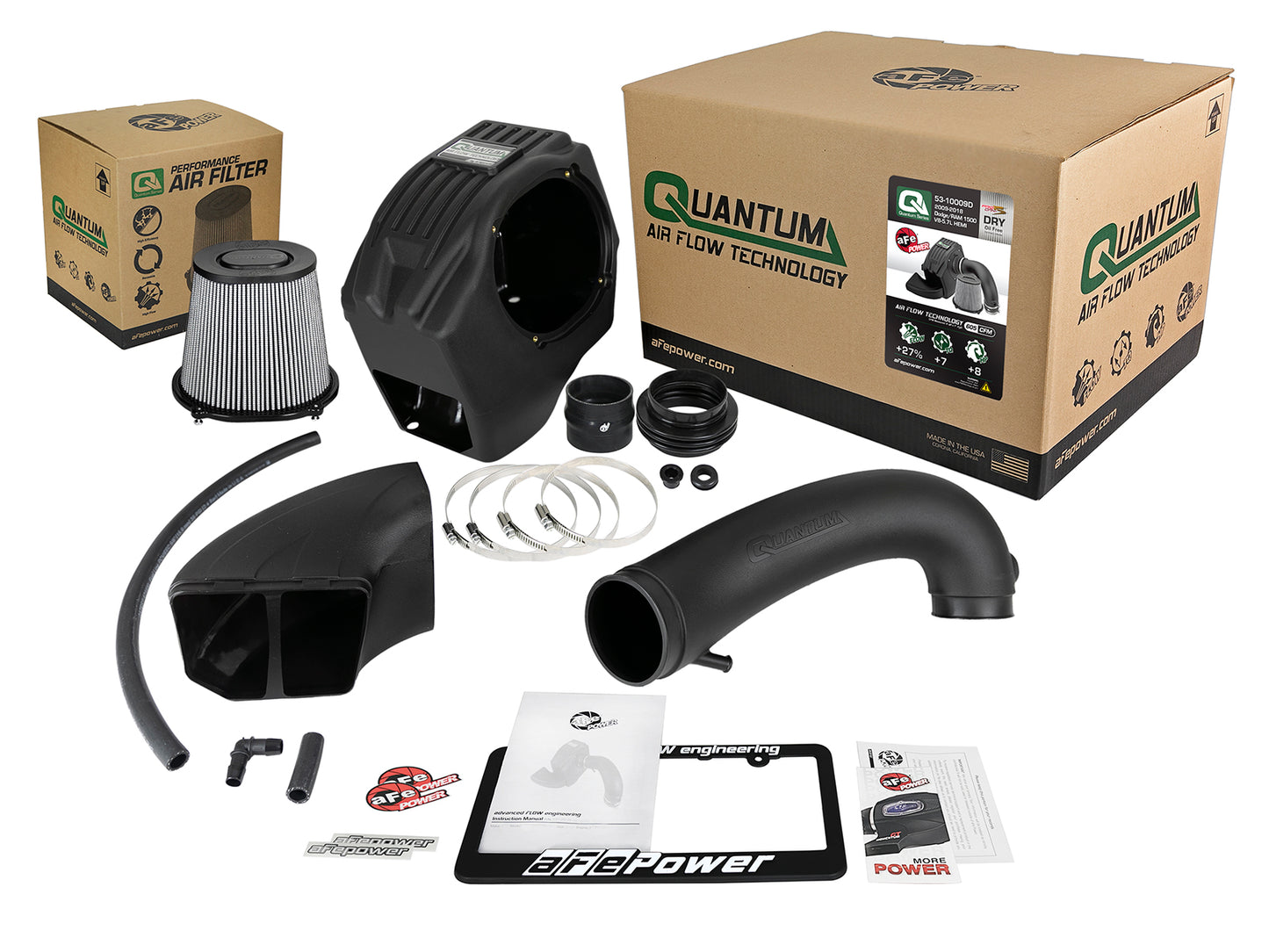 aFe QUANTUM Cold Air Intake System w/ Pro DRY S Media | RAM 1500 V8-5.7L Hemi (09-18) (53-10009D)