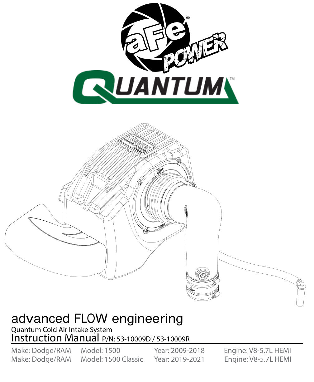 aFe QUANTUM Cold Air Intake System w/ Pro DRY S Media | RAM 1500 V8-5.7L Hemi (09-18) (53-10009D)