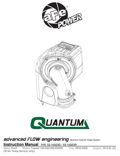 aFe QUANTUM CAI w/ Pro-Dry S | Ford Transit 15-26 (15-26) (53-10023D)