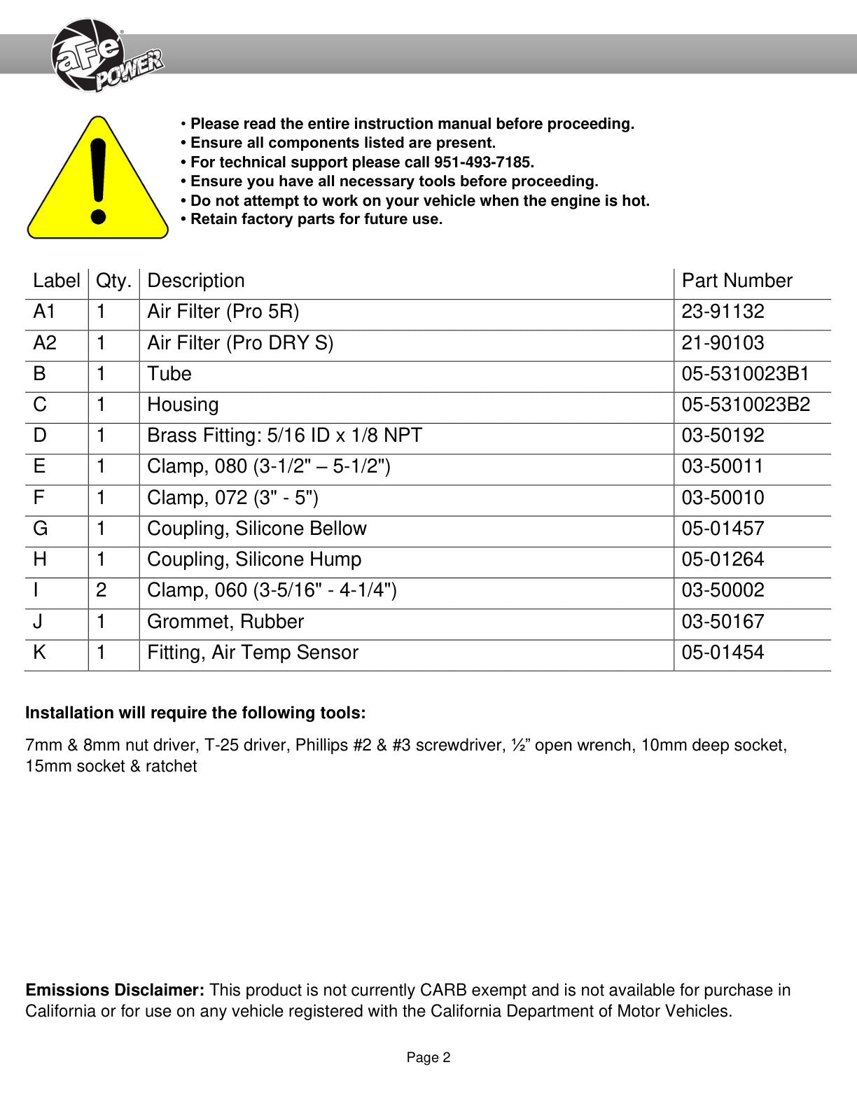 aFe QUANTUM CAI w/ Pro-Dry S | Ford Transit 15-26 (15-26) (53-10023D)