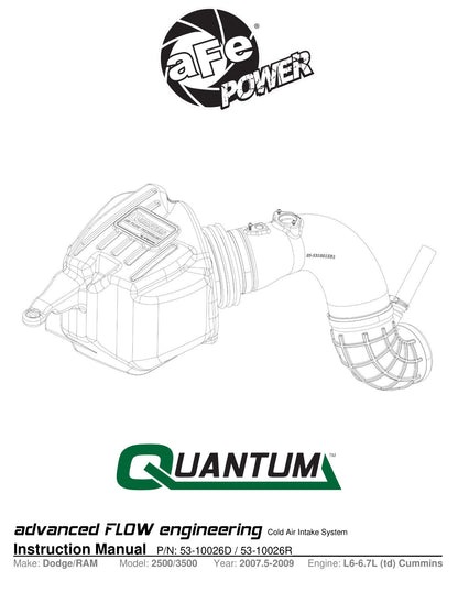 aFe Quantum Cold Air Intake w/ Pro 5R Filter | Ram 2500/3500 Cummins L6 6.7L Diesel (07-09) (53-10026R)