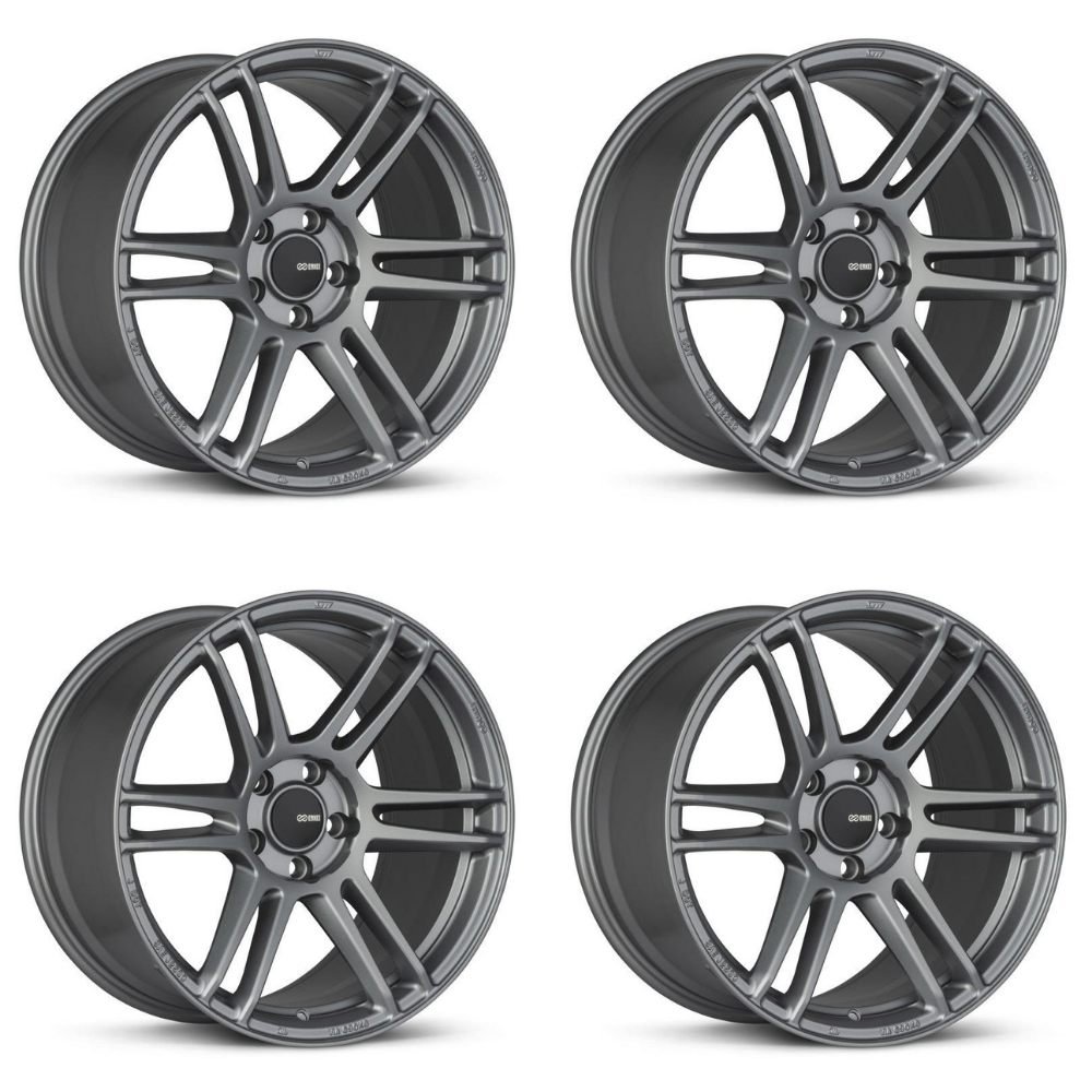 (set of 4) Enkei TSR-6 Titanium Gray | 18x8.5" +38mm | 5x114.3mm Wheel