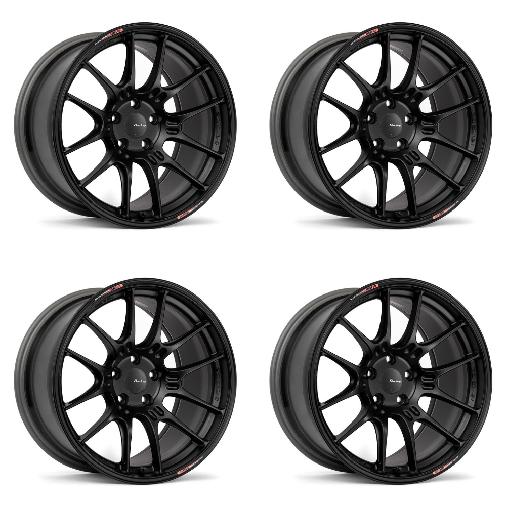 (set of 4) Enkei GTC02 Black | 17x7.5" +35mm | 4x100mm Wheel
