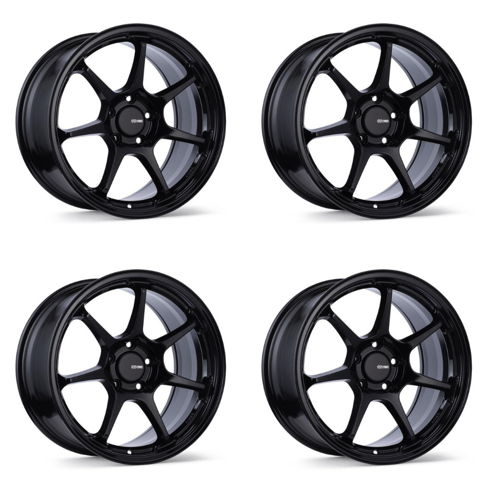 (set of 4) Enkei TS-7 Gloss Black | 18x8.5" +38mm | 5x114.3mm Wheel
