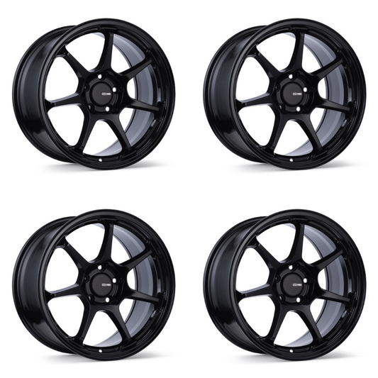 (set of 4) Enkei TS-7 Gloss Black | 18x8.5" +38mm | 5x114.3mm Wheel