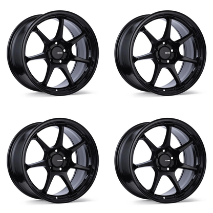 (set of 4) Enkei TS-7 Gloss Black | 18x8.5" +45mm | 5x114.3mm Wheels