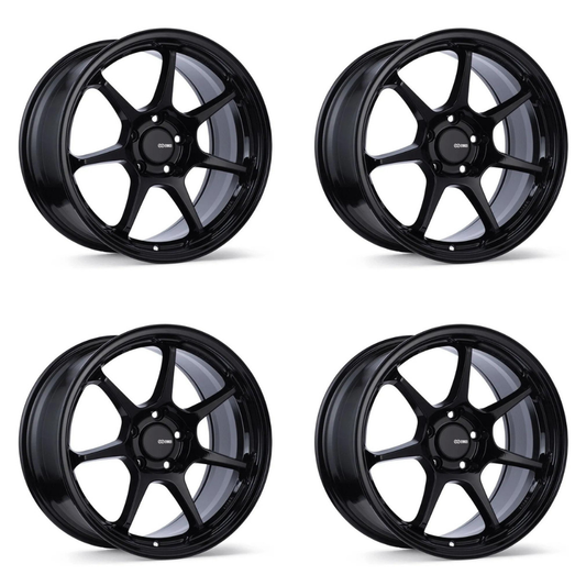 (set of 4) Enkei TS-7 Gloss Black | 18x8.5" +45mm | 5x114.3mm Wheels