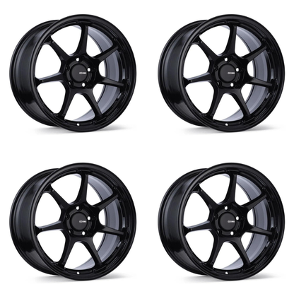 (set of 4) Enkei TS-7 Gloss Black | 18x9.5" +45mm | 5x100mm Wheels