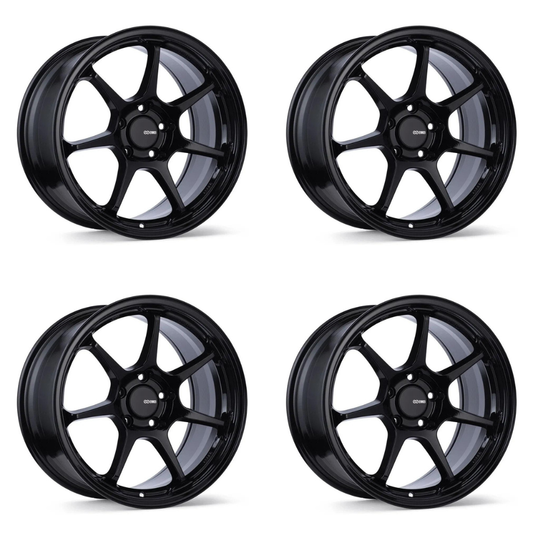(set of 4) Enkei TS-7 Gloss Black | 18x9.5" +45mm | 5x100mm Wheels