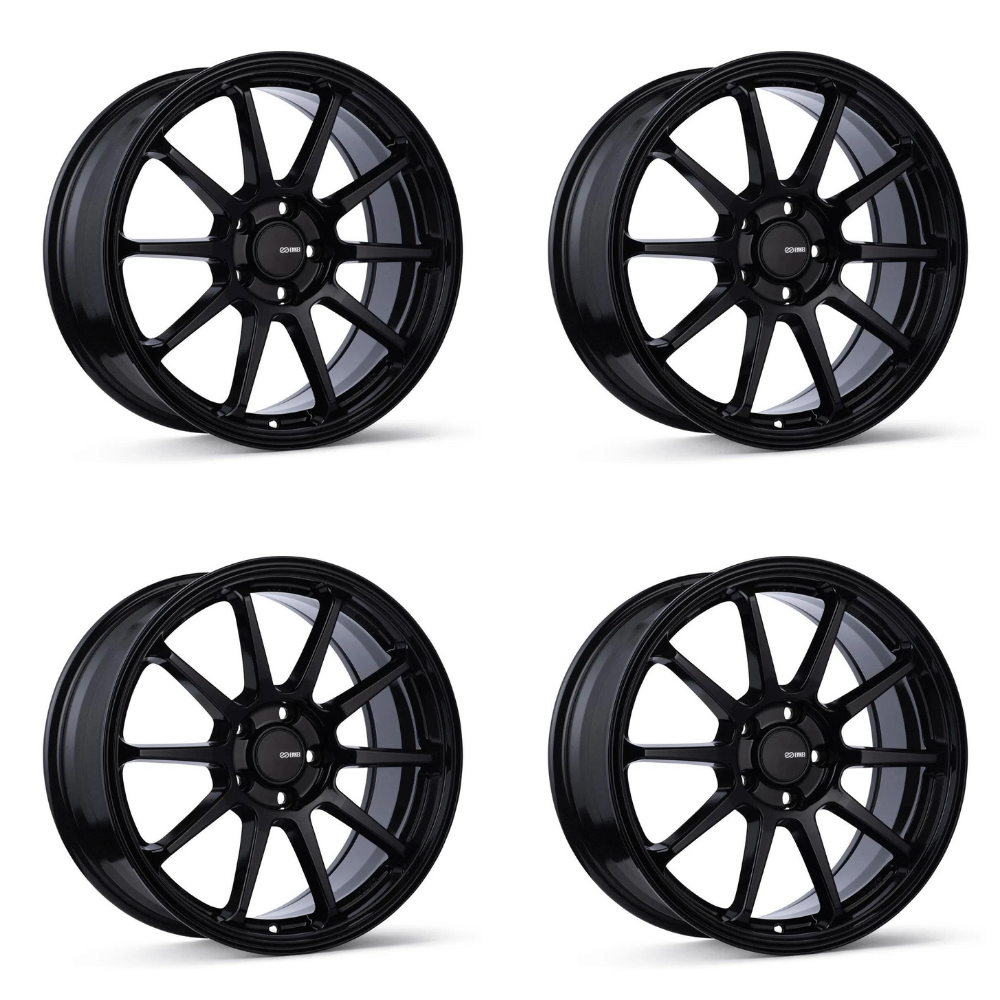 (set of 4) Enkei PX-10 Gloss Black | 16x7" +45mm | 5x100mm Wheels