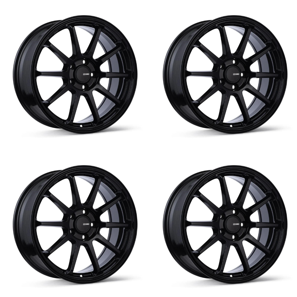 (set of 4) Enkei PX-10 Gloss Black | 18x8" +45mm | 5x100mm Wheels